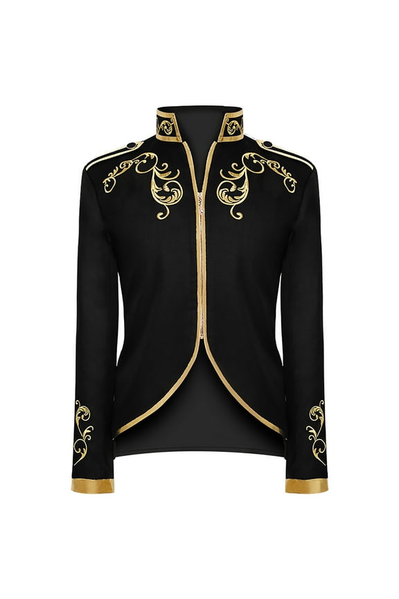 Men's Court Fashion Prince Uniform Gold Embroidered Jacket Suit Jacket