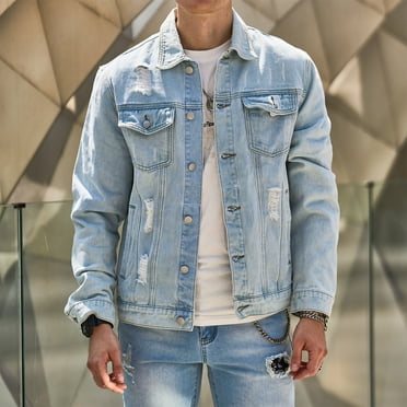 JXMVOJ Men's Denim Jacket Casual Regular Fit Button Down Long Sleeve Jean Trucker Jacket