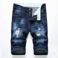 thumbnail image 1 of JXMVOJ Men's Denim Shorts Slim Fit Stretch Ripped Short Jeans Fit Biker Jeans Trunks, 1 of 7
