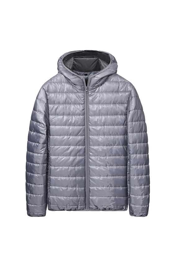 Men's Down Jacket Men's, Winter Hooded Down Jacket Zipper Cardigan Pocket Long Sleeve Padded Jacket Coat