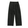 thumbnail image 1 of JXMVOJ Mens Casual Pants Loose Fit Elastic Drawstring Waist Wide-Legs Summer Yoga Beach Long Pants Men's New Solid Color Casual Lazy Style Fashionable Wide Leg Pants, 1 of 9