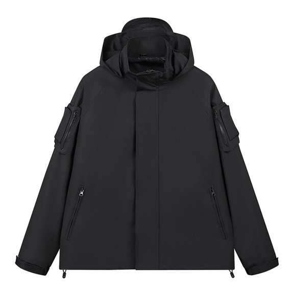JXMVOJ Men's Fashion Solid Color Shoulder Insert Windproof Warm Jacket Long Sleeve Hooded Casual Outwear Coat