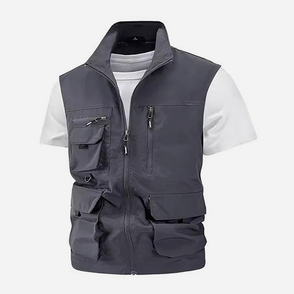 JXMVOJ Men’s Fishing Vest Summer Outdoor Work Safari Travel Photo Vest with Multi Pockets