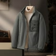 thumbnail image 1 of JXMVOJ Men's Full Zip Fleece Jacket Sweatshirt Lined work Long Sleeve Hoodless Casual Outwear coat, 1 of 6