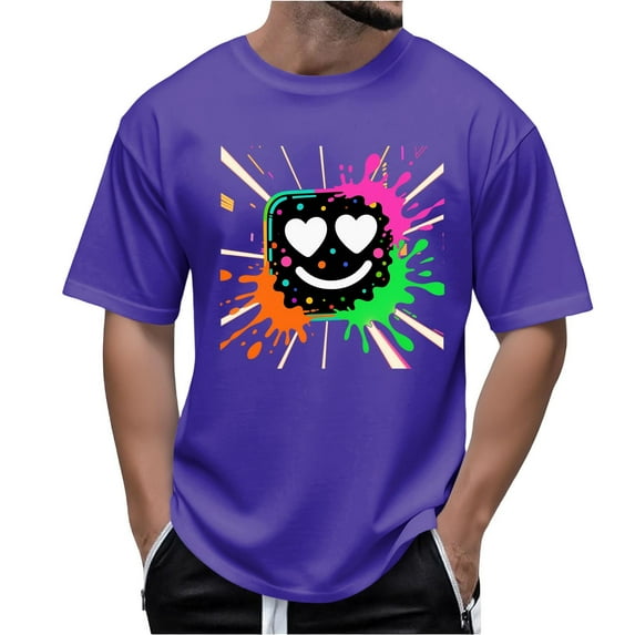 JXMVOJ Men's Funny T-Shirts Casual Halloween Fashion Printed Lightweight Sports Round Neck Short Sleeve Vintage Shirt Loose Fit Plus Size Comfy Trendy Outdoor Blouse Tops
