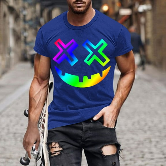 JXMVOJ Men's Halloween Printed Round Neck Short Sleeved Blouses/T-shirt Fashion Casual, Good Materials Stylish Attractive Handsome, Summer, Outdoor Casual Daily Wear