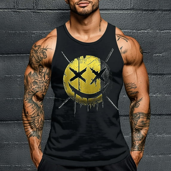 JXMVOJ Men's Halloween Printing Round Neck Regular Casual Sports Tank Lightweight Non-Shrinking Sweat-Wicking Breathable, Loose Comfortable, Fashion Casual, Outdoor Casual Daily Wear
