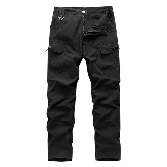 JXMVOJ Men's Hiking Pants Water Resistant Cargo Quick Dry Travel Elastic Waist with Zip Pockets Fashion Casual Solid Color Cargo Zipper Pockets Full Length Pants for Work Running