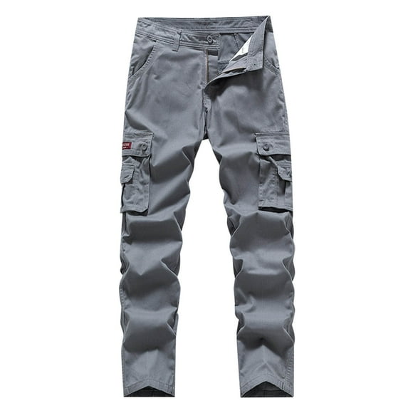 JXMVOJ Men's Hiking Pants Water Resistant Cargo Quick Dry Travel Elastic Waist with Zip Pockets Fashion Casual Solid Color Cargo Zipper Pockets Full Length Pants for Work Running