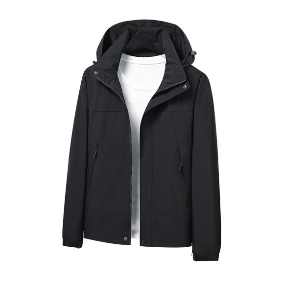 JXMVOJ Men's Hooded Softshell Jacket Waterproof Lightweight Insulated Windbreaker Fleece Lined Rain Shell Jacket Men Splice Solid Color Outdoors Warm Zipper Multi-pocket Lnner Lap Coat Jacket