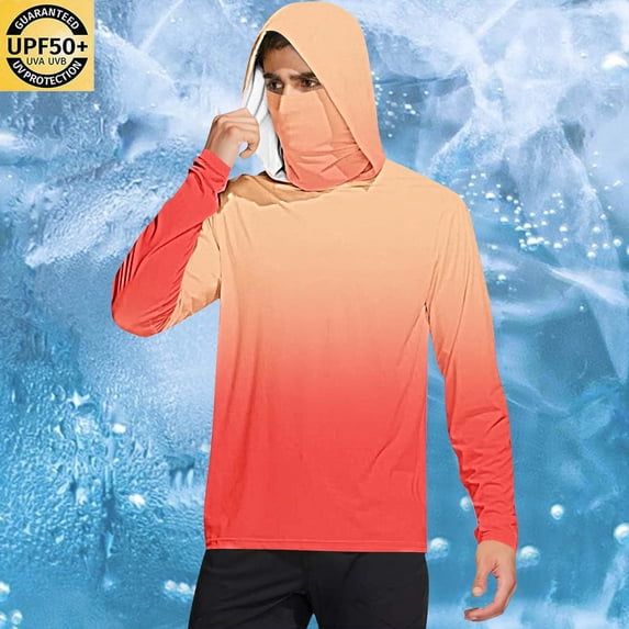 JXMVOJ Men's Independence Day Hoodies UPF 50+ Sun Protection Performance Long Sleeve T-Shirt 4 of July Quick Dry Outdoor Rash Guards Cooling Lightweight Hoodies