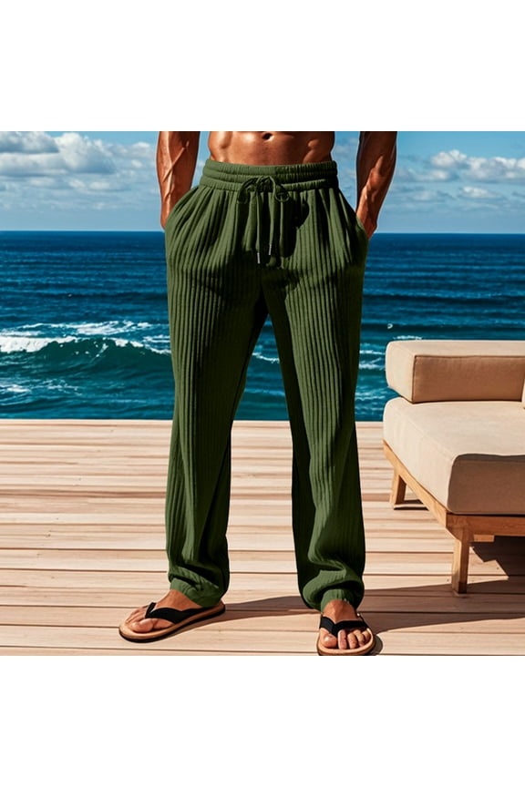 Men's Knit Sweatpants Lightweight Open Bottom Casual Pants Drawstring Jogger Yoga Pants Elastic Waist Long Pants Sweatpants Trousers with Pockets