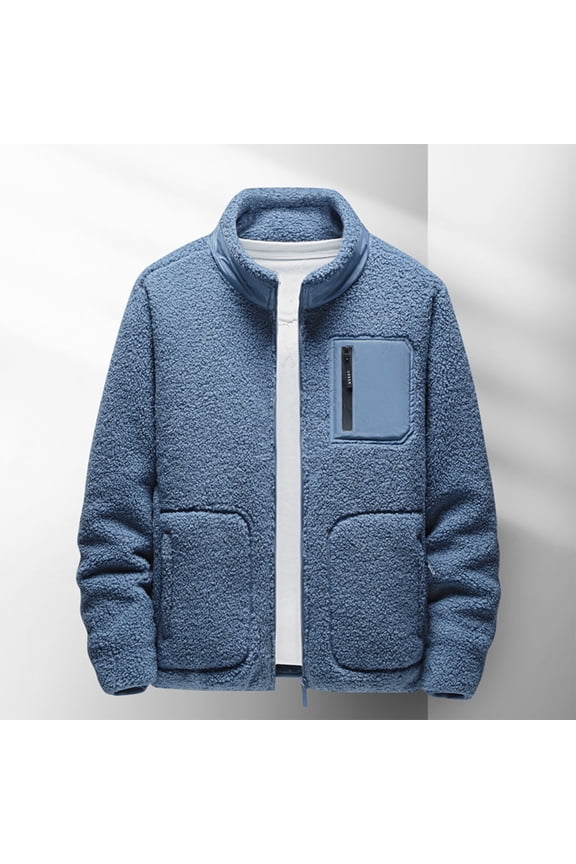 Men's Lightweight Polar Fleece Jacket Full Zip Antistatic Casual Coat Soft Warm Outwear with Zipper Pockets