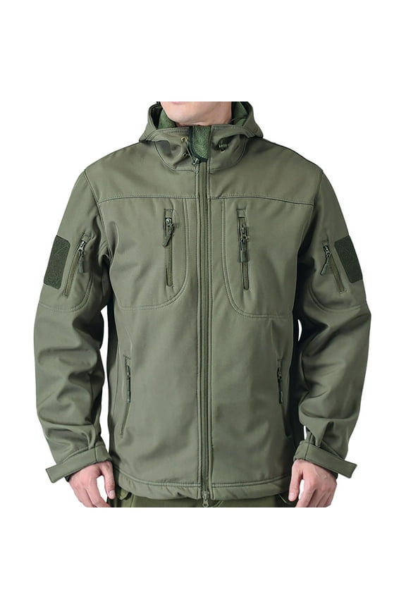 Men's Military Fleece Combat Jacket Tactical Hoodies Mens Quilt Lined Fleece Coat Mens Classic Fleece Jacket Coat Work Leisure Sports Casual Mens Full Zip Fleece Jacket