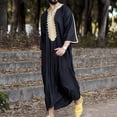 thumbnail image 1 of JXMVOJ Men's Muslim Clothes Durable Kaftan Robe Dubai Long Gown Ethnic Clothes Soft Robe Coat Arab Middle Robe Long Style Long Sleeve Embroidered Standing Neck Long Shirt Fashion Casual Robe, 1 of 1