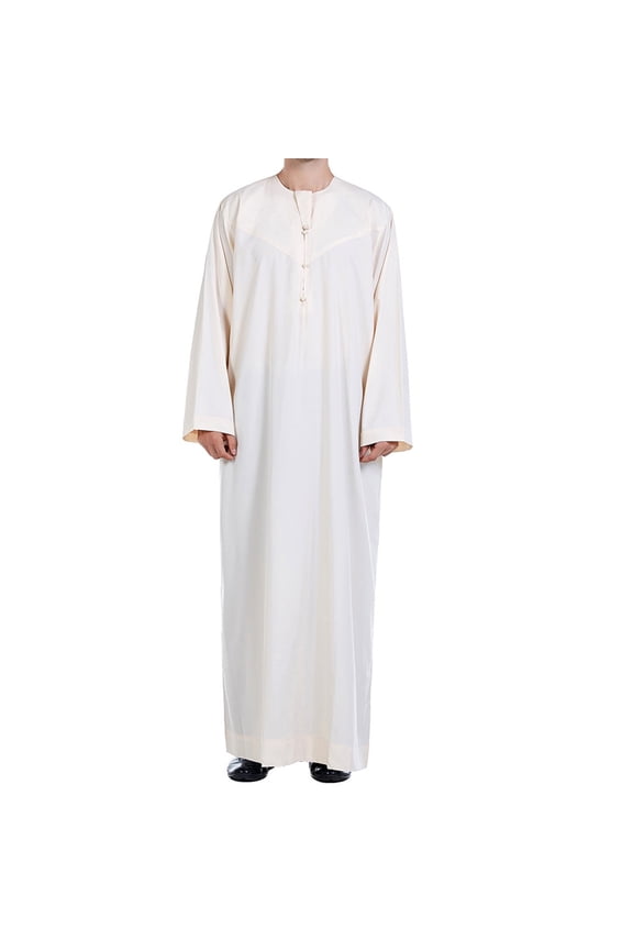 Men's Muslim Clothes Durable Kaftan Robe Dubai Long Gown Ethnic Clothes