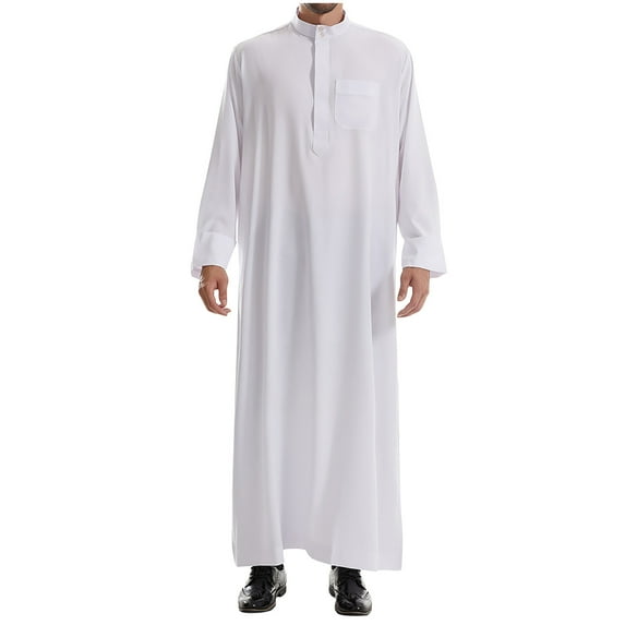 JXMVOJ Men's Muslim Robe Arab Middle Robe Long Style Long Sleeve Pullover Long Shirt Fashion Casual Robe