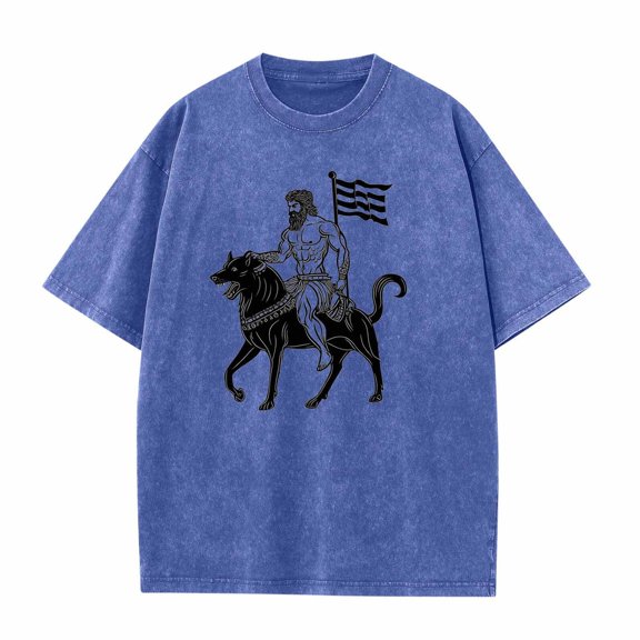JXMVOJ Men's Polyester Short Sleeve T-Shirt - Fashionable Comfortable Lightweight Personalized Batik Washed Top for Spring Summer Casual, Daily, Party & Work