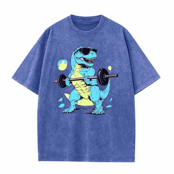 JXMVOJ Men's Polyester Short Sleeve T-Shirt - Fashionable Comfortable Lightweight Personalized Batik Washed Top for Spring Summer Casual, Daily, Party & Work