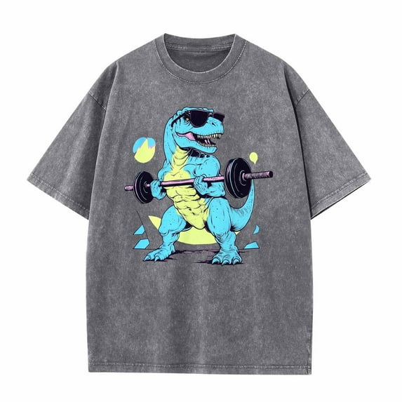 JXMVOJ Men's Polyester Short Sleeve T-Shirt - Fashionable Comfortable Lightweight Personalized Batik Washed Top for Spring Summer Casual, Daily, Party & Work