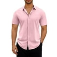 thumbnail image 1 of JXMVOJ Men's Polyester Summer V-Neck Short Sleeve Shirt Casual Breathable Blouse Outdoor Daily Fashion, 1 of 6