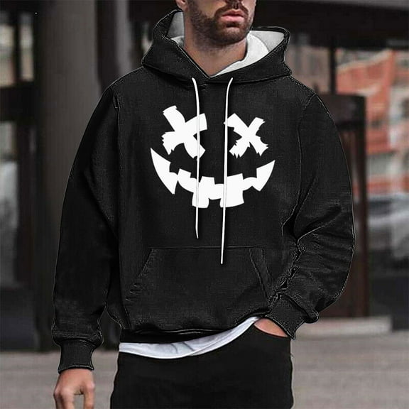 JXMVOJ Men's Print Pattern Hooded Sweatshirt Casual Long Sleeve Pullover With Pockets