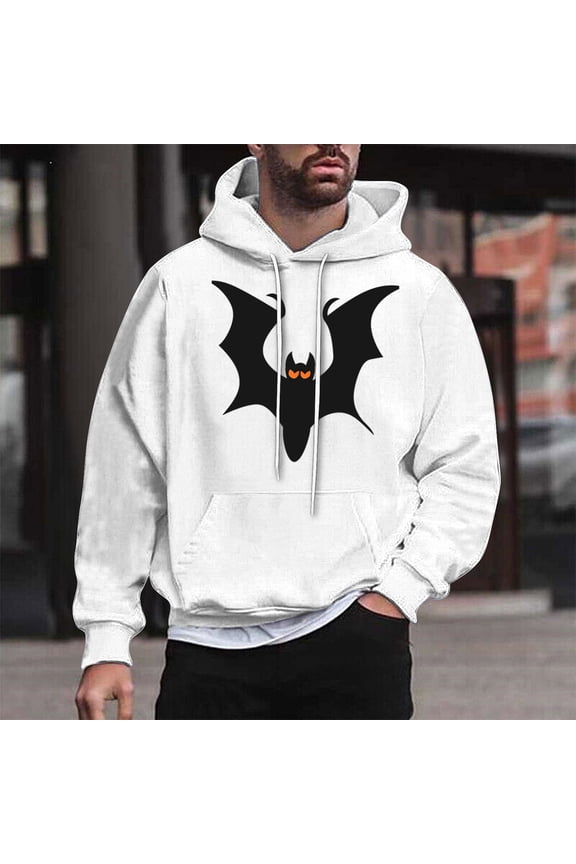 Men's Print Pattern Hooded Sweatshirt Casual Long Sleeve Pullover With Pockets