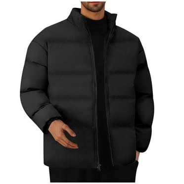 JXMVOJ Men's Puffer Jacket Thickened Winter Coat Warm Stand Collar Solid Color Zip Up Jacket Ski Bubble Coat