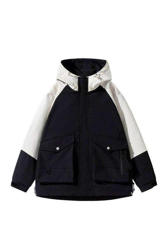 Men's Relaxed Fit Utility Coat Workwear Lined Multiple Pockets Waterproof Hooded Jacket