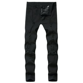 YLSDY Men's Stacked Destroyed Jeans Straight Fit Biker