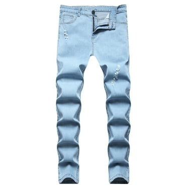 JXMVOJ Men's Slim Fit Stretch Jeans Ripped Skinny Jeans for Men, Distressed Straight Leg Fashion Comfort Flex Waist Pants