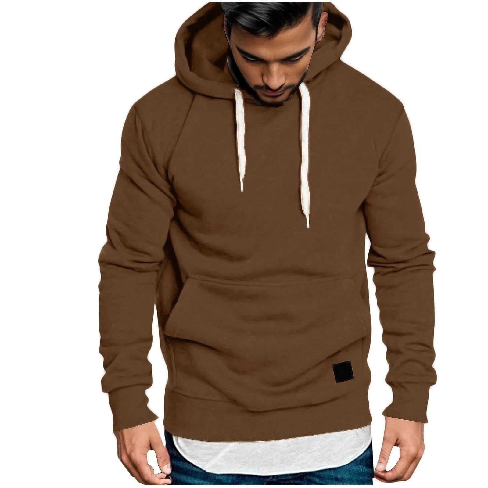 JXMVOJ Men's Solor Color Pullover Hoodie Long Sleeve Casual