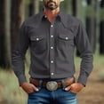 thumbnail image 1 of JXMVOJ Men's Spring Autumn Winter Vintage Long Sleeve Turn Down Collar Casual Shirt, Polyester Fabric for Outdoor Daily Wear, 1 of 7