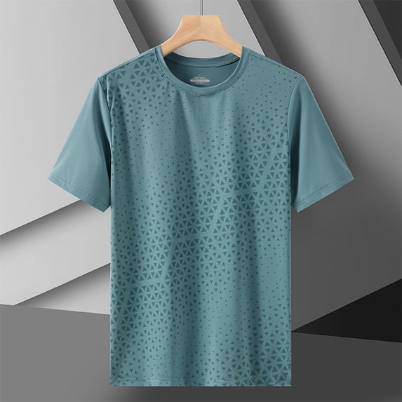 JXMVOJ Men's Spring Summer Breathable Moisture-Wicking Short Sleeve Casual Shirt, Round Neck Design for Outdoor Daily Activities