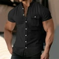 thumbnail image 1 of JXMVOJ Men's Stand-Up Collar Henley Shirts Short Sleeve Fashion Casual Summer Button Basic Slim Fit Tops Breathable Blouse Solid Color Lightweight Pullover Top, 1 of 6