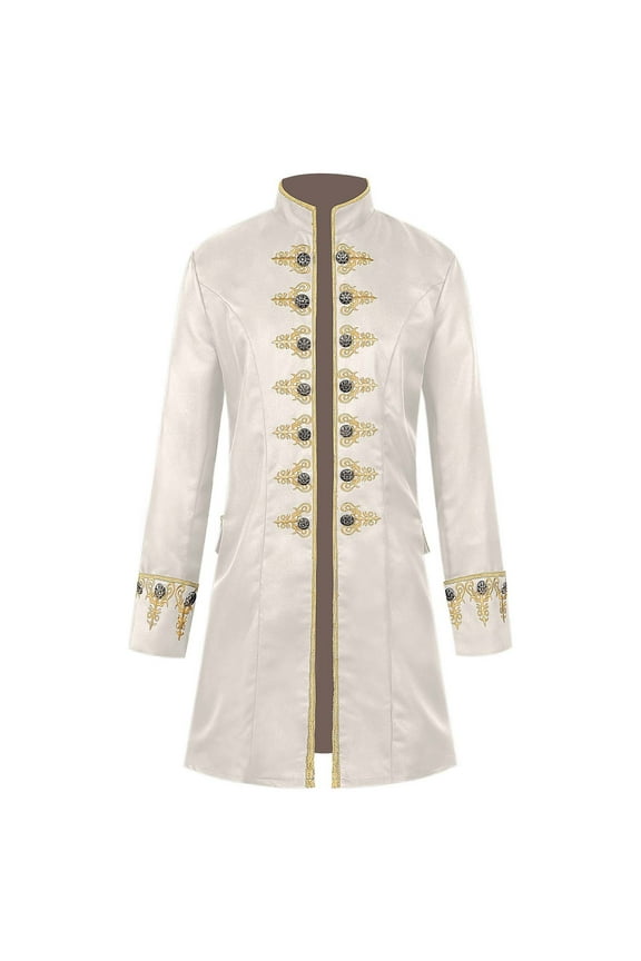 Men's Steampunk Standing Long Sleeved Trench Coat Polyester Elastic High-Density Knit Breathable Lightweight Ethnic Style for Parties Business Daily Casual Festivals Christmas