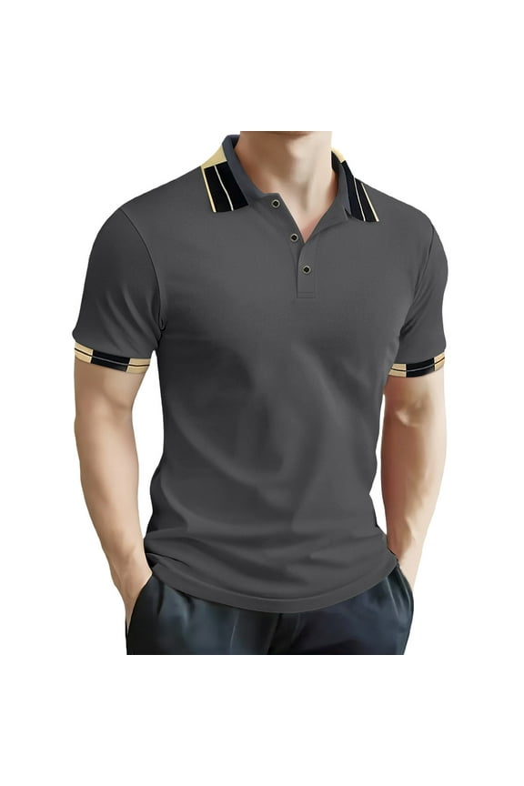 Men's Summer Business Work Short Sleeve Group Collar Shirt Breathable Quick Drying Modern Fashion Semi-Formal Semi-Casual Outdoor Daily Wear Polyester Blend