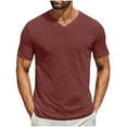 thumbnail image 1 of JXMVOJ Men's Summer Casual Sports T-Shirt Fashion Solid Color Blouse Short-Sleeve V-Neck Pullover Shirt Fitness and Outdoor Stretch Tight Soft Tops, 1 of 6
