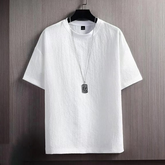 JXMVOJ Men's Summer Cotton Spandex Casual T-Shirt, Breathable Lightweight Loose Fit for Fitness Running Outdoor Activities, Gym Beach Leisure Wear