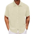thumbnail image 1 of JXMVOJ Men's Summer Cuban Collar Shirt, Breathable Lightweight Button-Down Top, Solid Color Casual Shirt for Beach, Vacation, and Daily Wear, 1 of 6