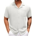 thumbnail image 1 of JXMVOJ Men's Summer Cuban Collar Shirt, Breathable Lightweight Button-Down Top, Solid Color Casual Shirt for Beach, Vacation, and Daily Wear, 1 of 7