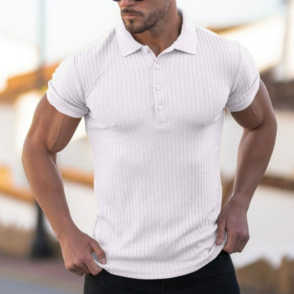 JXMVOJ Men's Summer Fashionable Casual Solid Color Button Pocket Lapel Shirt, Lightweight Acrylic, Stylish Short Sleeve Top for Daily Wear, Work, Vacation – Perfect for Spring & Summer