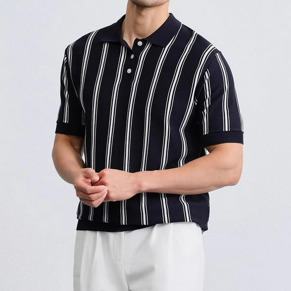 JXMVOJ Men's Summer Ice-Silk Mesh Hollow Lapel Knit Shirt Casual Fashion Sport, Lightweight Breathable Versatile Design for Young Adults