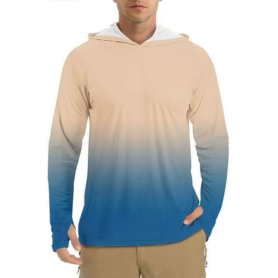 JXMVOJ Men's Summer Lightweight Breathable UPF50+ Sun Protection Long Sleeve Hooded Top Polyester Spandex Blend Outdoor Fishing Swimming Surfing Hiking Running Cycling Gift