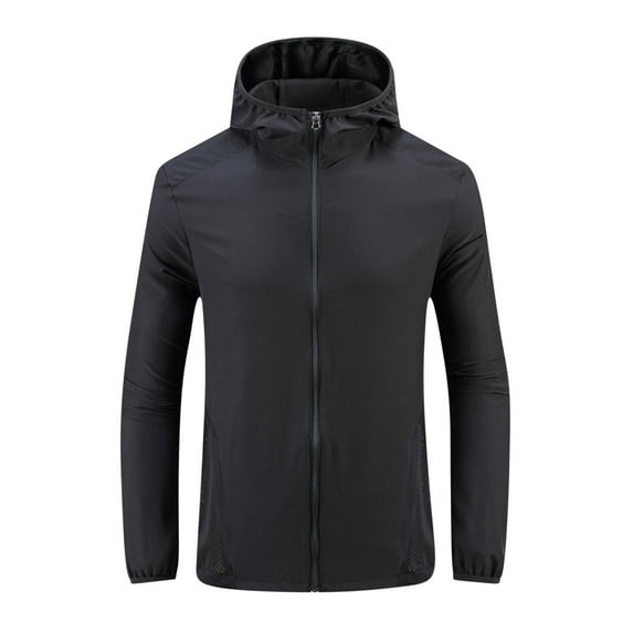 JXMVOJ Men's UPF50+ Sun Protection Hooded Jacket, Nylon Spandex Blend, Lightweight Breathable Fabric, Outdoor Fishing Cycling Beach Outfits