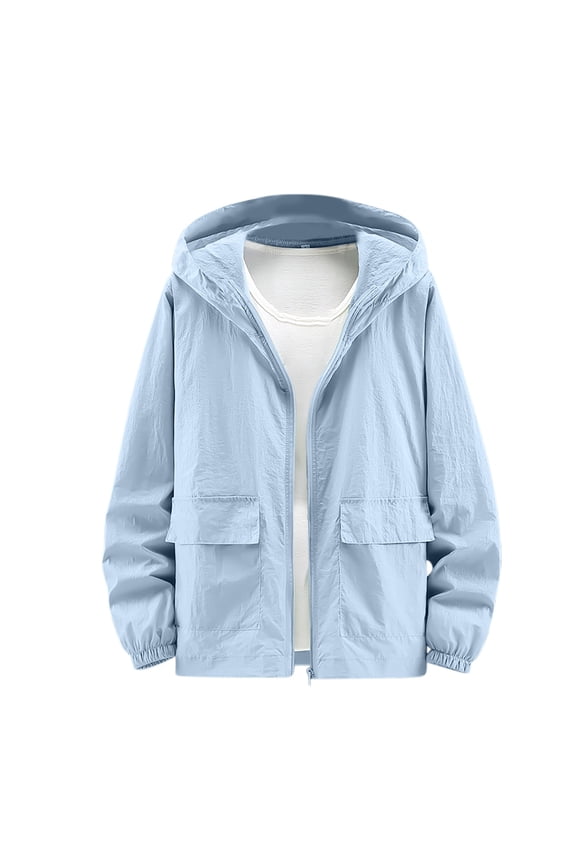 Men's UPF50+ Sun Protection Hooded Jacket, Nylon Spandex Blend, Lightweight Breathable Fabric, Outdoor Fishing Cycling Beach Outfits