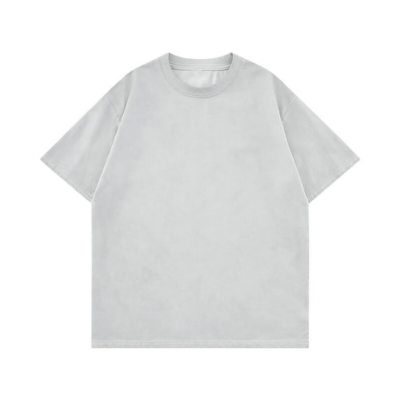 JXMVOJ Men's Vintage Solid Color Casual Short Sleeve Shirt, Breathable Polyester-Spandex, Lightweight Round Neck Top for Spring & Summer, Daily Wear & Fitness