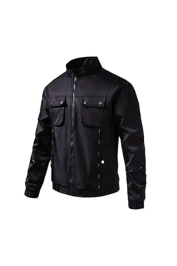 Men's Washed Cotton Military Jacket Men Solid Vintage Stand-up Collar Metal Buckle Pocket Zipper Warm Jacket