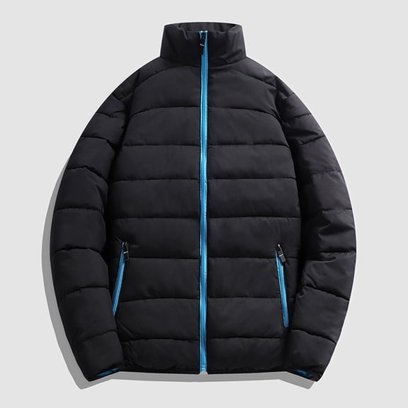 JXMVOJ Warm Puffer Jacket Men Lightweight Winter Down Coats Quilted Stand Collar Puffer Jacket Fashion Zipper Puffer Coat Men's Solid Color Down Jacket Zipper Cardigan Pocket Long Sleeve Padded Coat