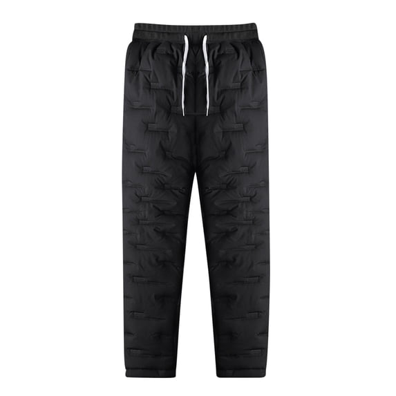 JXMVOJ Men's Winter Warm Loose Utility Down Pants Sassy High Waisted Nylon Compression Snow Trousers Winter Down Cotton Pants Warm Eastic Waist Cotton Pants Full Length Pants
